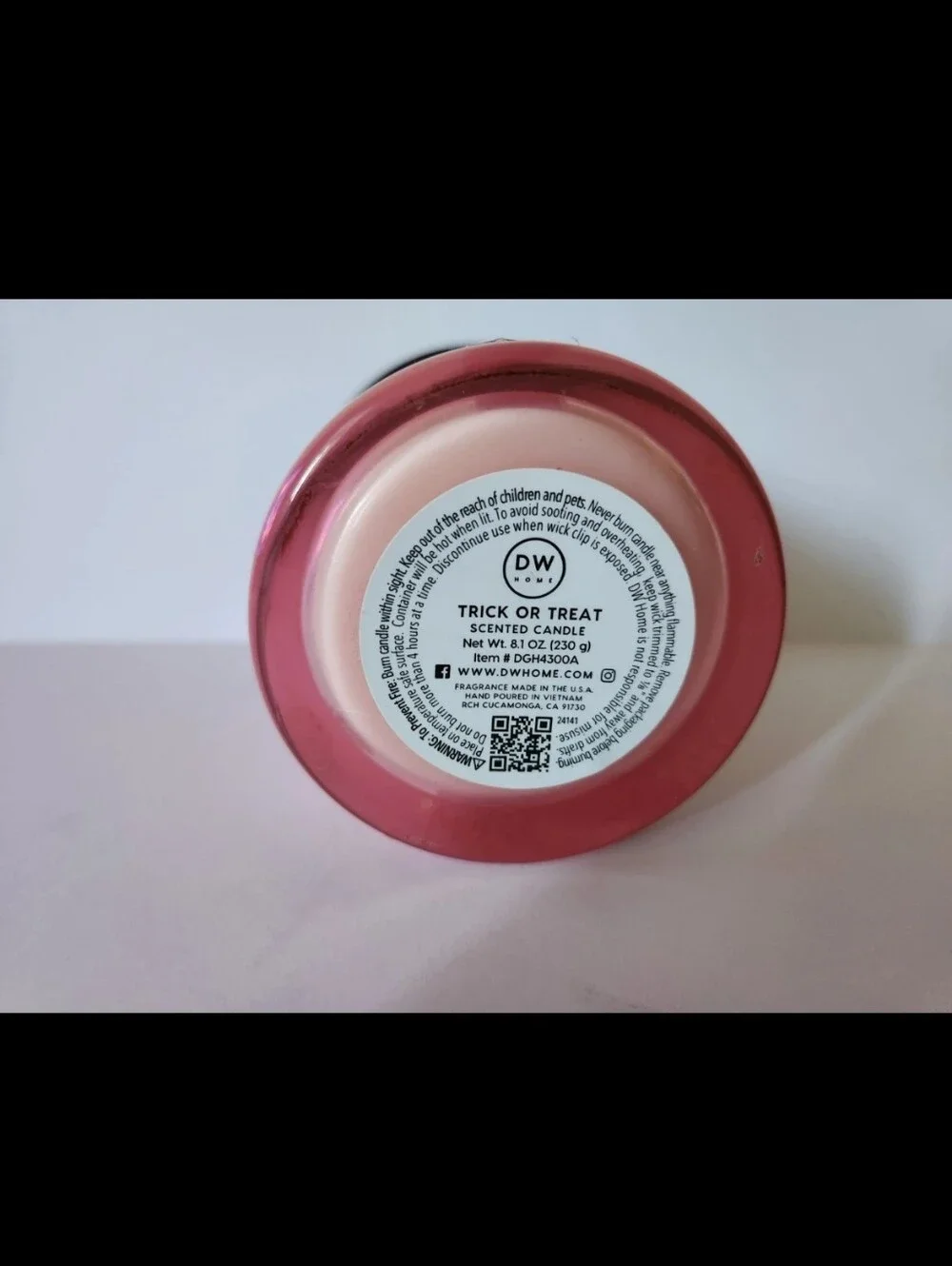 DW Home Pink 'Trick or Treat' Ghost Lid Citrus & Berry Scented Candle